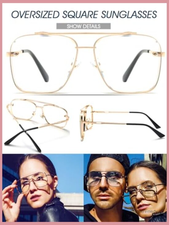 Metal Frame Square Aviator Sunglasses UV400 Protection Adjustable Fit main image 6